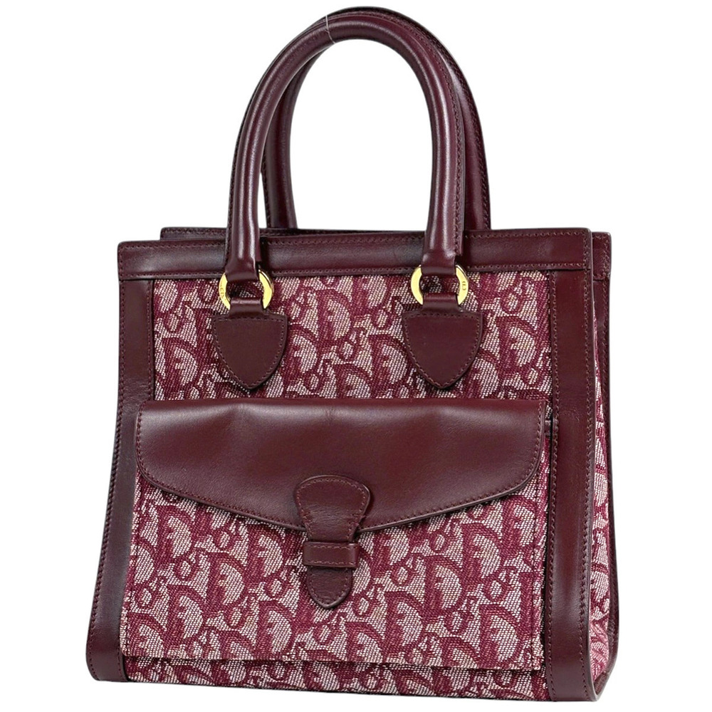 Christian Dior Trotter handbag tote bag canvas Burgundy Red